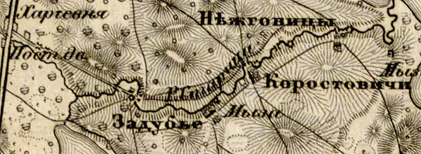 Деревня Задубье на карте 1863 года