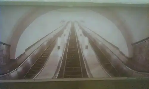 Заглушка, закрывавшая выход в торце зала на время реконструкции вестибюля