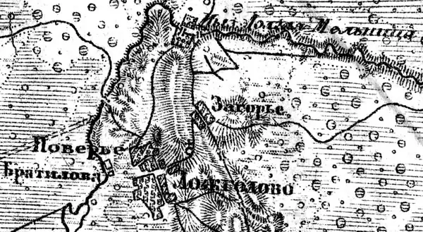 Деревня Загорье на карте 1919 года