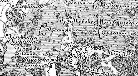 Деревня Шомушка на карте 1847 года