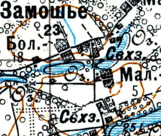 Деревня Замошье на карте 1926 года