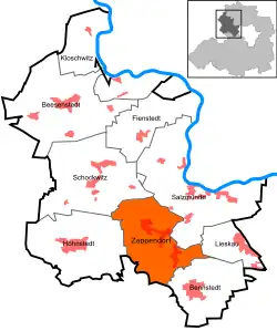 Цаппендорф на карте коммуны