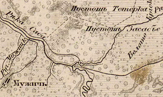 Земли деревни Засобье на карте 1863 года