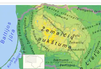 Карта Жямайтской возвышенности (на литовском языке)