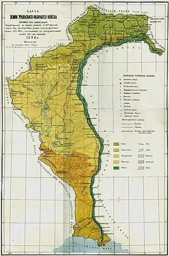 Карта Уральского казачьего войска
