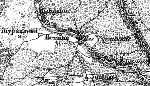 Деревня Заполье на карте 1917 года