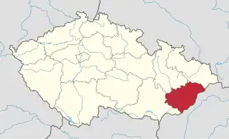 Расположение Злинского края на карте Чехии