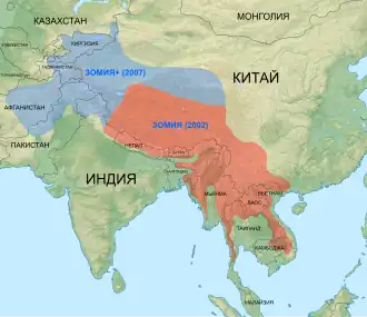Карта Зомии в изначальных (2002 год) и в расширенных (2007 год) границах