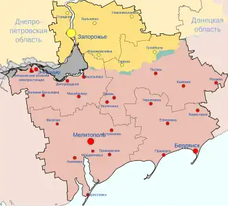  контролируемая Украиной
 деоккупированная территория
 оккупированная Россией