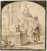 Христос и самаритянка. Бумага, бистр, перо, кисть. Библиотека Лейденского университета