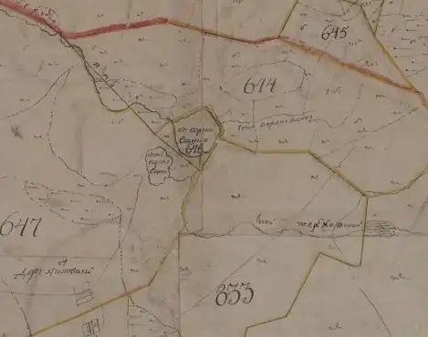 Фрагмент плана Генерального межевания Лугского уезда конца XVIII века.